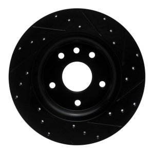 Chrysler Grand Caravan Brake Rotor (1) - Rear Left - R1 Concepts - Drilled & Slotted - Black - `17-`25